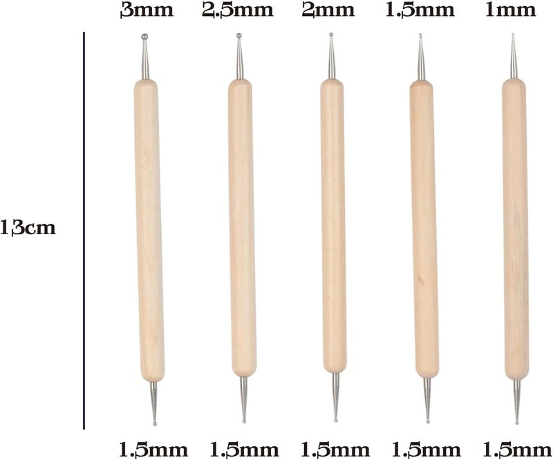 Anphly Embossing Needle Set, 5 Different Sizes of Embossing Needles, Double Headed Trajectory Point Selection Tool, Wooden, 5PCS - Image 2